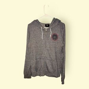 Obey Heather Gray Zip Up Hoodie, Size Large